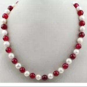 NEW SALE♥️🎁 Red Jade&Real Pearl 18” Necklace